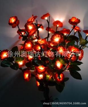 Battery 60 LED Blossom Rose Flower Branch Light in 20" with Green Leaf Decoration, 3V Voltage Timmer Battery Box: Warm LED Red Rose