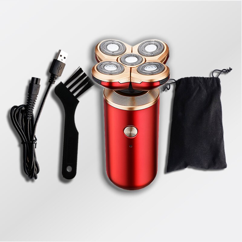 Electric Shaver Rechargeable Electric Beard Trimmer Shaving Machine for Men Beard Razor Wet-Dry Dual Use Washable: STD-Red-NoBox