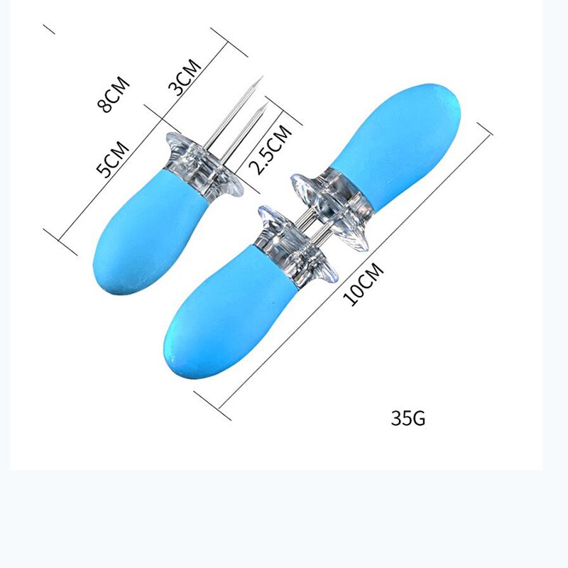Rvs Corn Houders Maïskolf Houders Bbq Vorken Spiesjes Maïskolven Koken Partijen Camping Grijpende Tool: Blue