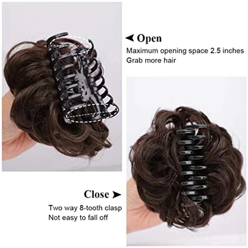 Sunslymei synthetischer Haarknoten zum Anklipsen, Chignon-Haarteil, lockige, unordentliche Pferdeschwanz-Haarverlängerungen, Scrunchie-Haarteile für Frauen