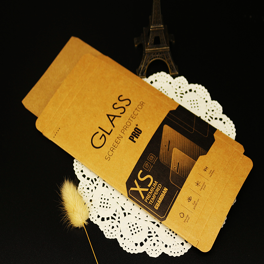 100pcs160*90*9mm Kraft Paper Retail Package Packaging Box for Phone and electronic accessories Tempered Glass Screen Protector