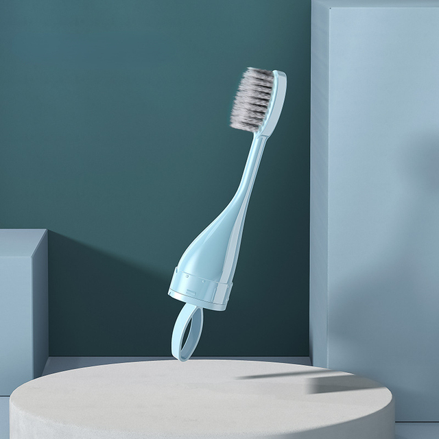 Portátil Folding Travel Toothbrush Set, Ferramentas criativas de limpeza dentária, Pode segurar o creme dental, 1pc: Dourado
