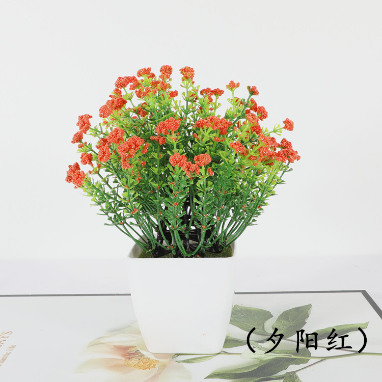 1pc Artificial Flower Bonsai Small Simulated Tree Plants Table Desktop Potted Ornaments Home Hotel Garden Decorate Plants: orange