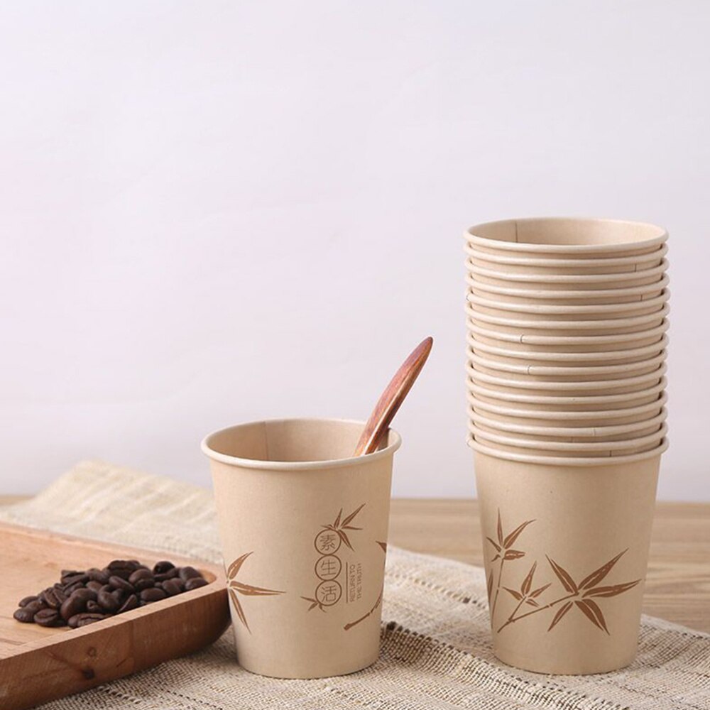 50pcs Paper Cups Disposable Exquisite Thick Bamboo Fiber Decorative Paper Cups for Party Birthday Wedding