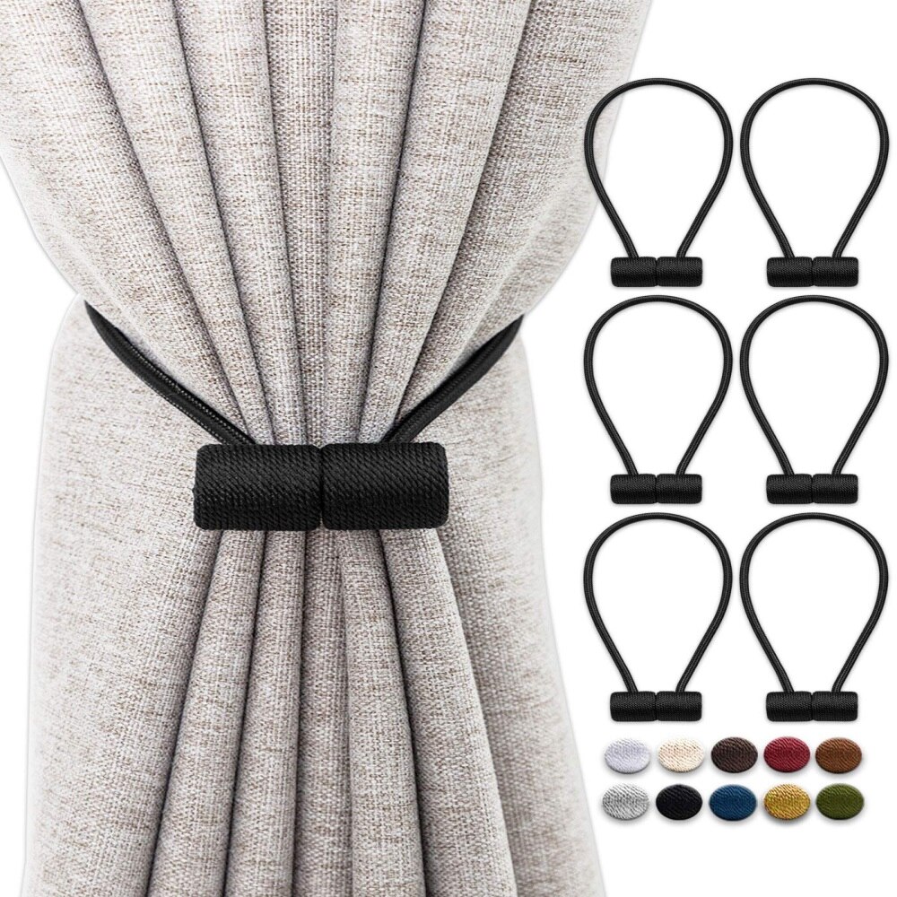 Magnetische Vorhang Raffhalter Gardinen Raffhalter Verbesserte 2 Pack 16 Zoll Dekorative Vorhang halte zurück Vorhang Clip Schnalle für Blackout: Schwarz