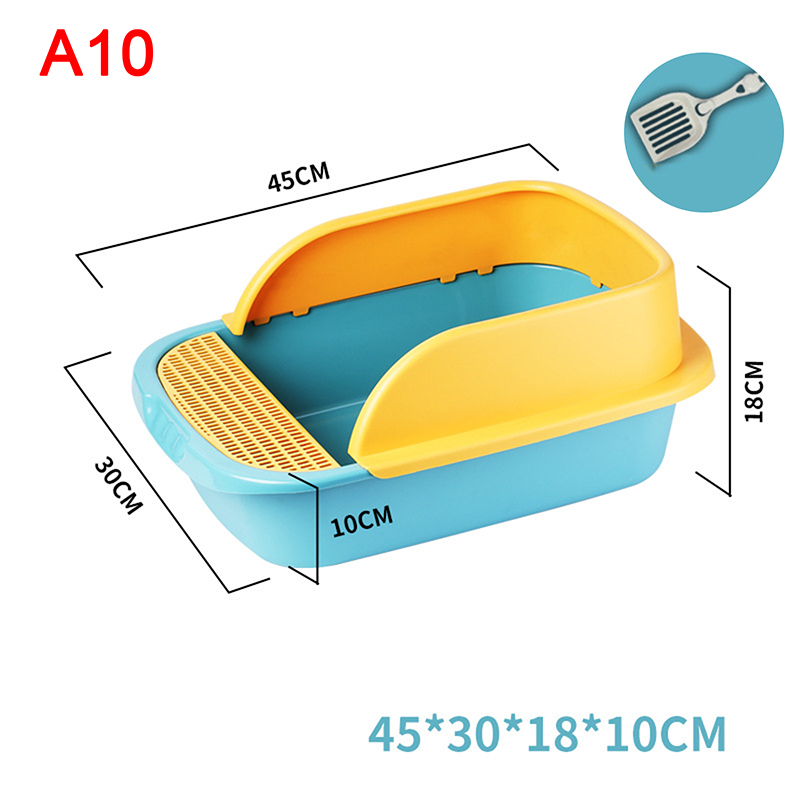 Cat Litter Box Heighten Semi-open Toilets For Pet Clean Sandbox With Free Shovel Cat Pet Supplies: A10