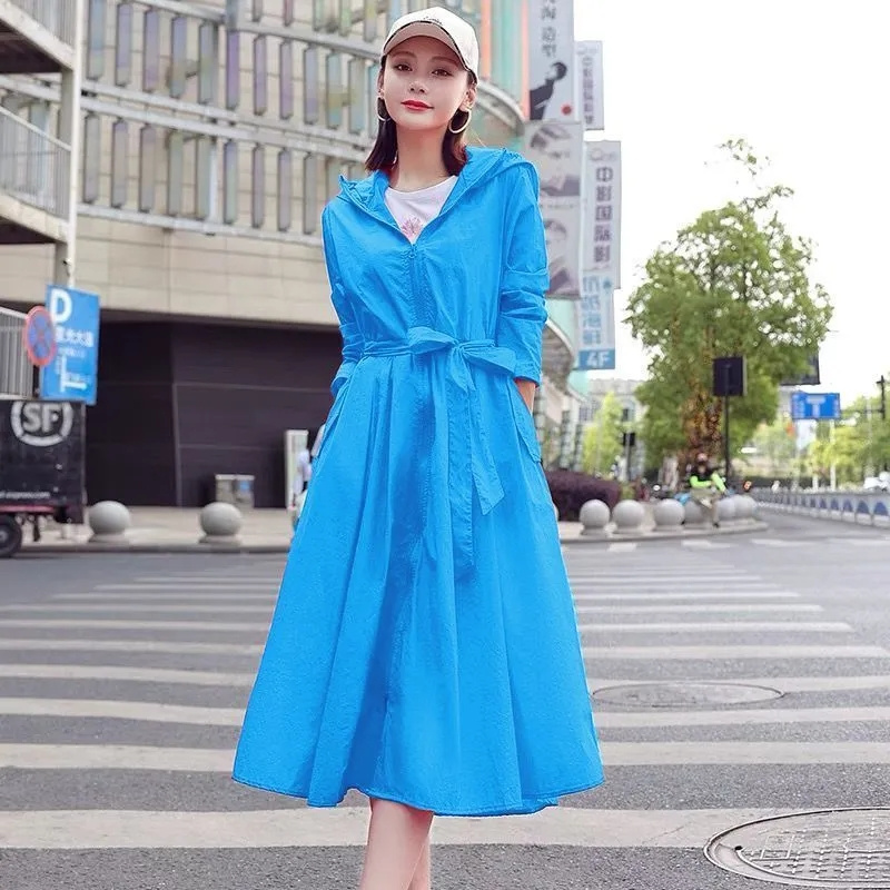 Verano 2025, nueva ropa de protección solar UV, abrigo, chaqueta larga de protección solar para mujer, prendas de vestir de coreana para mujer, abrigo de Joker con capucha: XL / Caqui