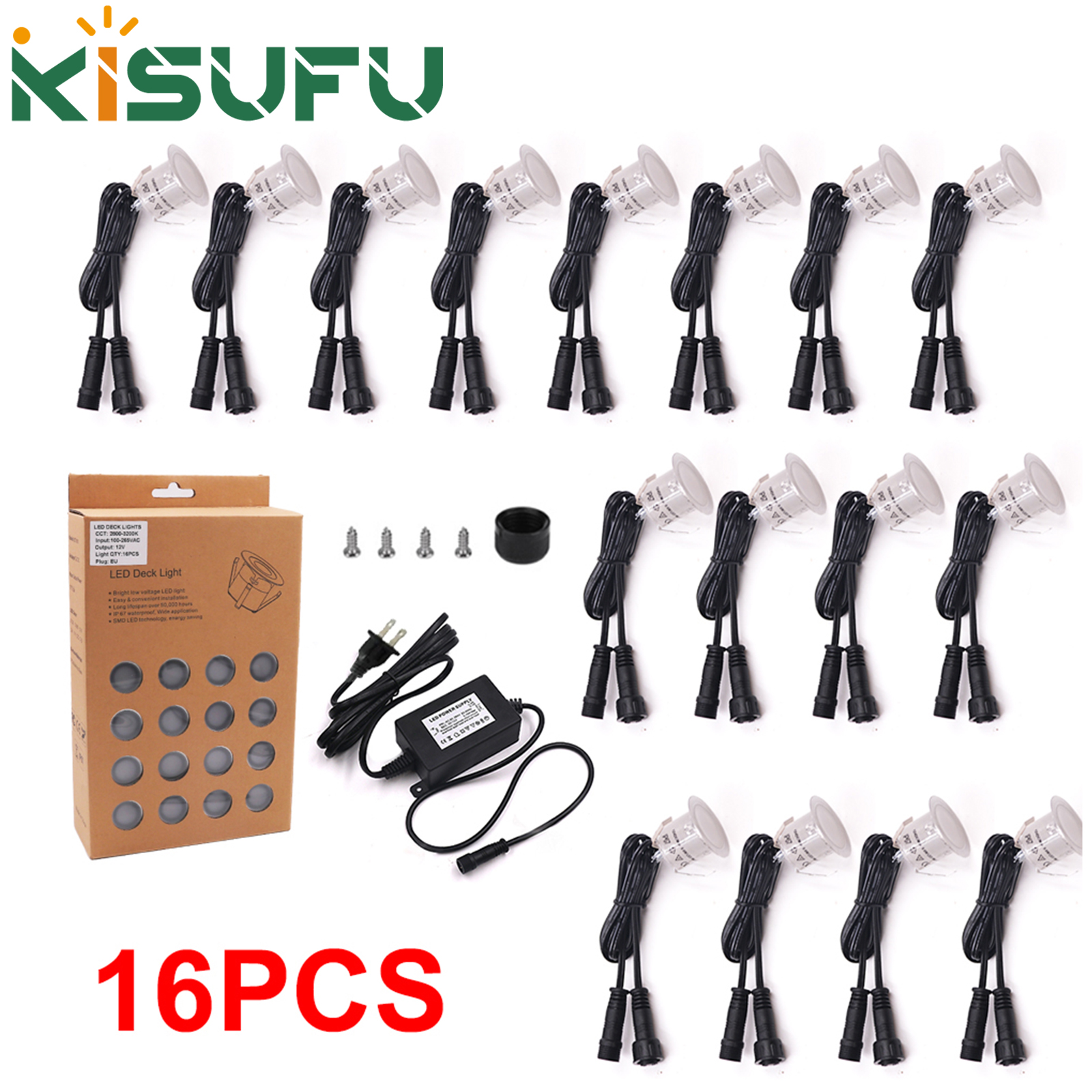 10/16PCS LED Deck Light Outdoor Wateroof DC12V Recessed Underground Bulb Lamp EU/AU/UK/US Plug For Courtyard Garden Step Stairs