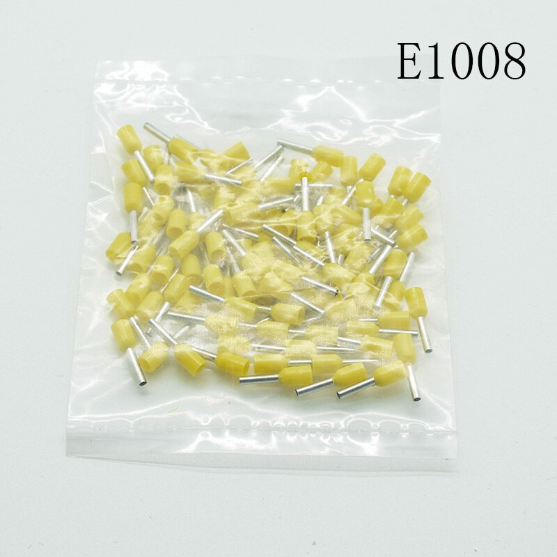 E1008 Tube insulating Insulated terminals 1MM2 Cable Wire Connector Insulating Crimp Terminal Connector 100PCS/Pack: yellow 100pcs