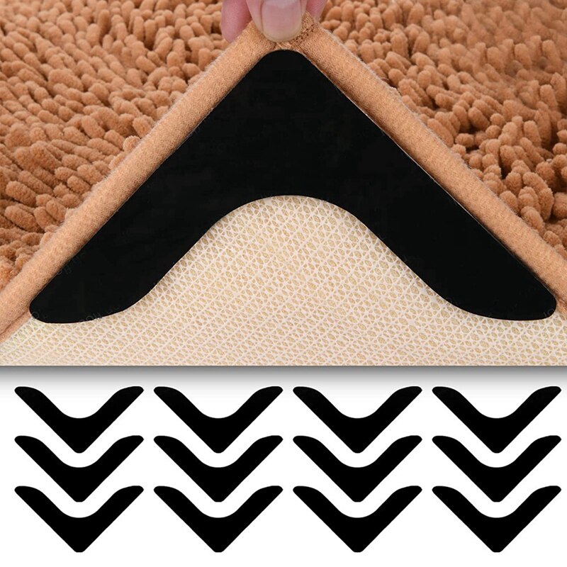 12 Stck Teppich Band, waschbar verhindern Eisstockschießen Teppich Aufkleber Ecke Seite Greifer Pro Hartholz umhauen, doppelt einseitig nicht-Unterhose