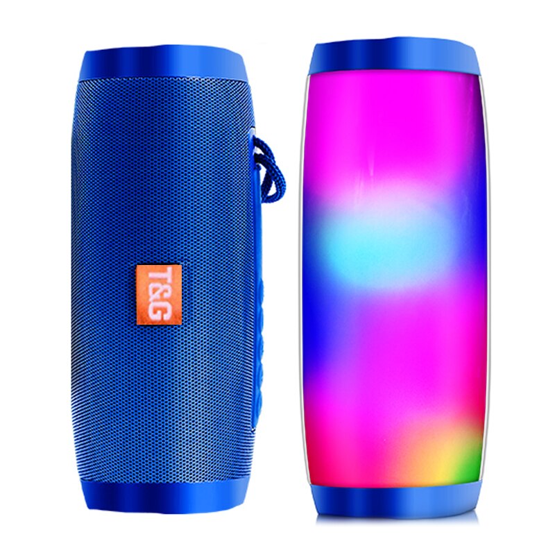 Krachtige Draagbare Luidsprekers Bluetooth Luidspreker Kolom Draadloze Speaker Met Led Nachtlampje Tf Card Fm Radio Boombox Ingebouwde Microfoon: Blauw