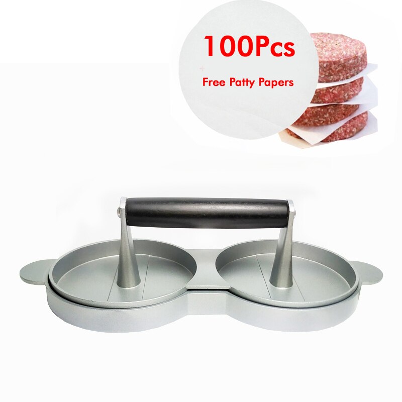 Kitchen Round Shape burger Press Food-Grade ABS Hamburger Meat Press Beef Grill Hamburger Press Patty Maker Mold Kitchen Tools: Double with paper