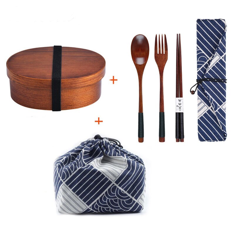 Unibird houten lunchbox, draagbare japanse stijl bentobox, studentencompartiment, voedselcontainer voor cmaping, picknickserviesset: A1