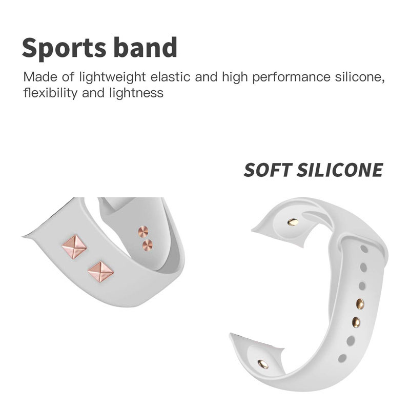 Silikonebesat rem til apple watch series 6 5 4 3 2 rem til iwatch silikone rem punk nitte stil 38mm 40mm 42mm 44mm rem