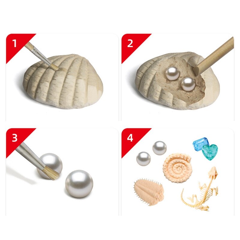 Kit de excavación de piedras preciosas, perlas para manualidades, fósiles de excavación, juego Break Open Treasure Bricks, juguete educativo de arqueología para niños