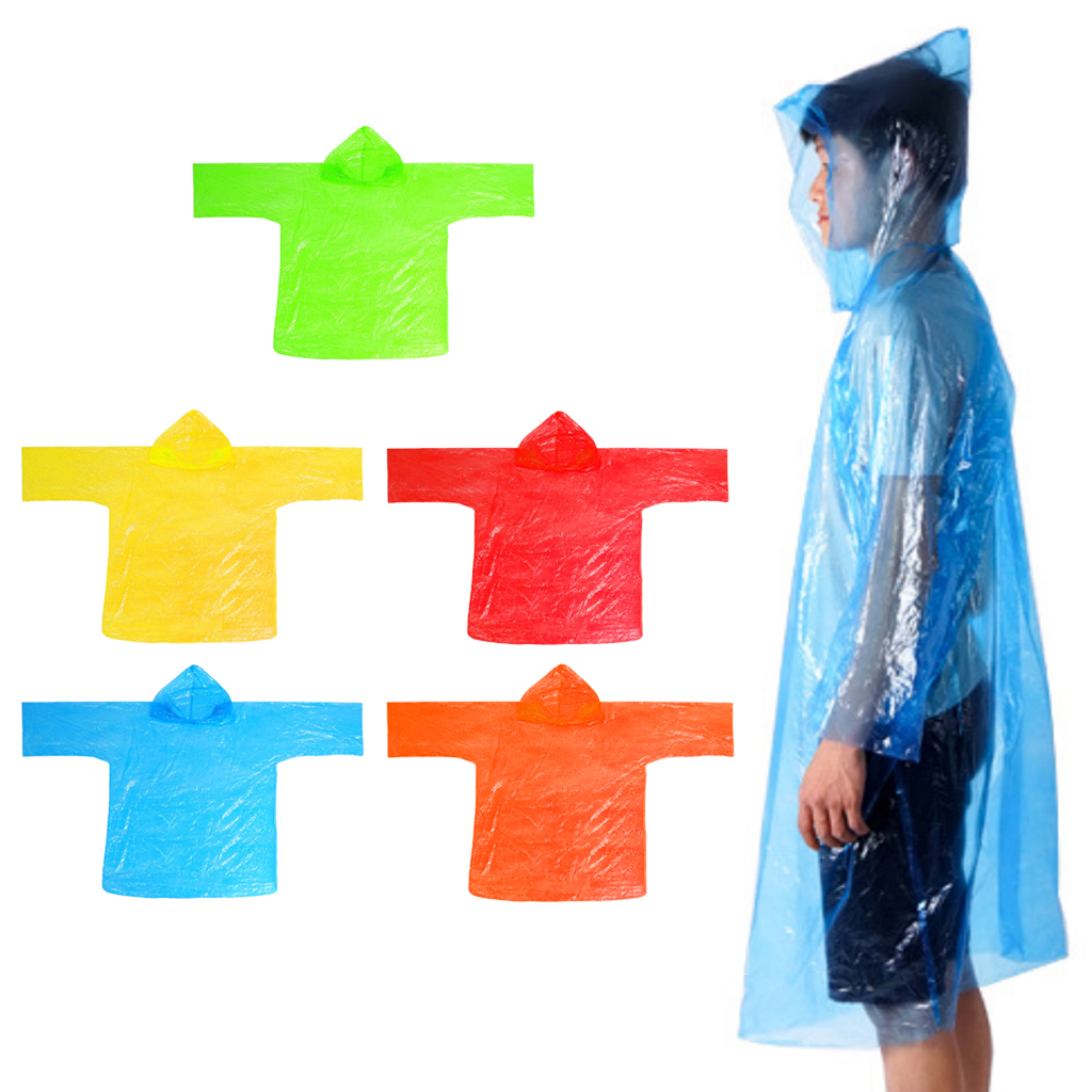 Emergency Raincoat Hooded Rain Cover Rain Ponchos with Hood with Storage Bag