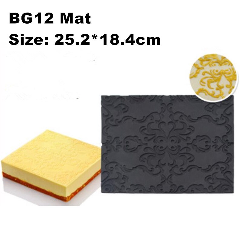 Silicone Swiss Cake Mould Yule Log Mold Large Buche Form Silicon Fondant Mat Impression Lace Moulds: GB12MAT