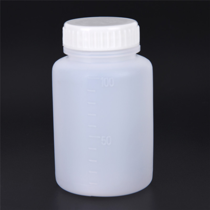 2 Pcs 100 ml Clear Plastic Cilindervormige Chemische Opslag Reagensfles