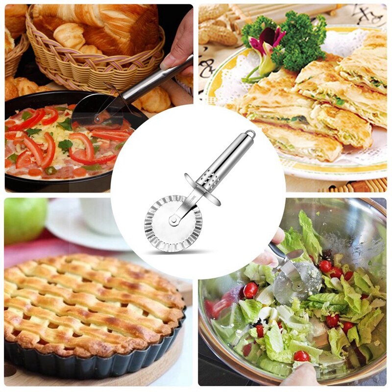 Pizza Cutter, Stainless Steel Pizza Cutter Wheel & 10 Inch Pizza Peel Round Pizza Paddle, Large Pizza Spatula