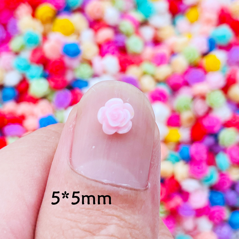100 Stuks 5mm Kawaii Leuke Gemengde Bloemen Plat Hars Cabochons Scrapbooking DIY Sieraden Ambachtelijke Decoratie Accessorie A41