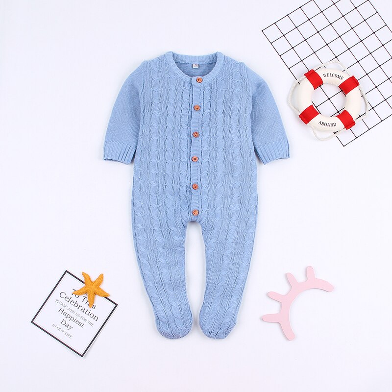 Herfst Baby Baby Meisjes Lange Mouw Gebreide Solid Print Rompertjes Kinderen Jongens Bodysuit Jumpsuit Aankomst