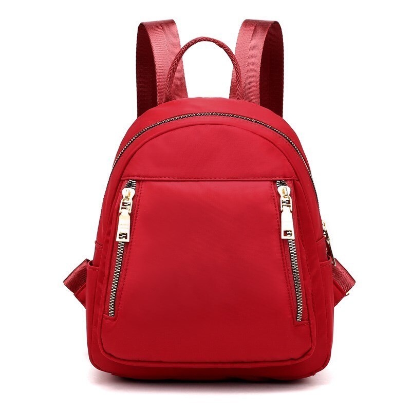 Mochila pequeña de nailon para mujer, morral pequeño de nailon resistente al agua, con de flores, de viaje, multifunción, para playa, mochila escolar: Rojo