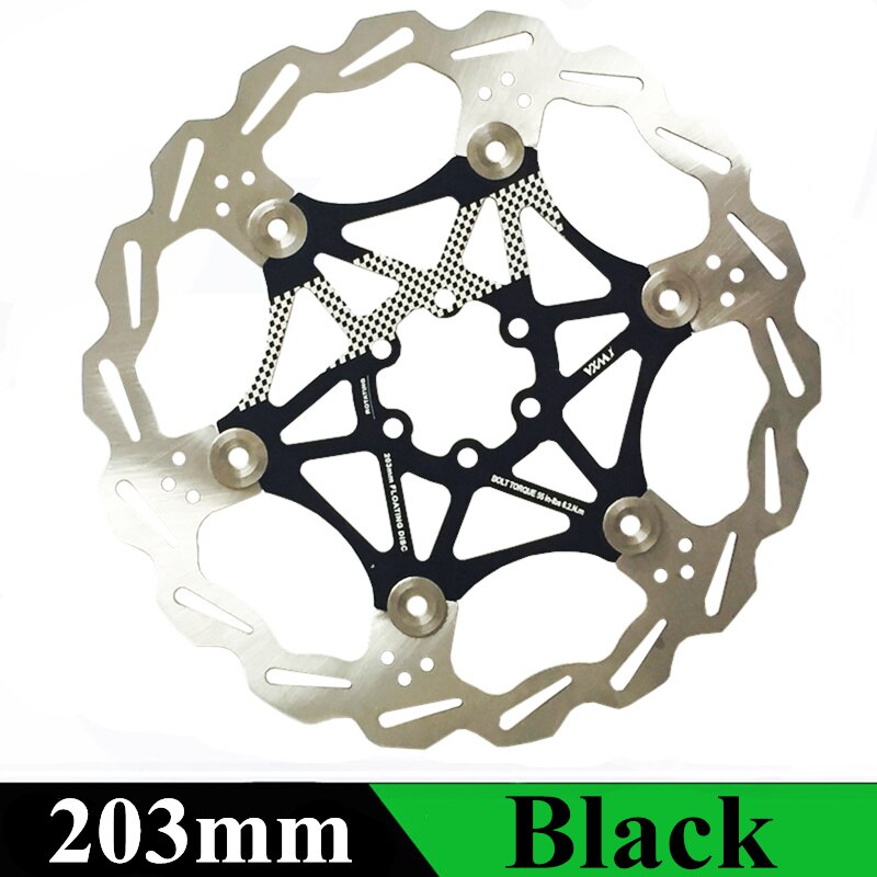Rotor de freio hidráulico para bicicleta vxm, rotor de freio a disco flutuante, mtb, 160mm/180mm/203mm, liga de bicicleta peças de bicicleta de freio com rotores flutuantes de 6": VXM 203  Black