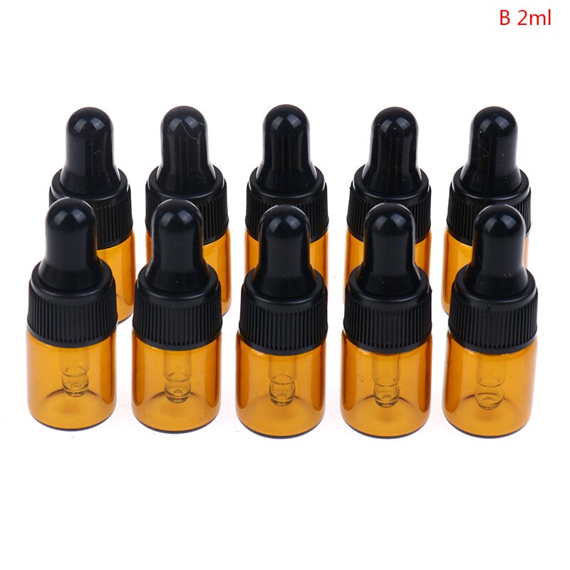 10pcs Vegetable Oil Essence Store Essential Oils Storing Perfume Essential Oil Dropper Glass Bottles 1ml 2ml 3ml 5ml: 2ML