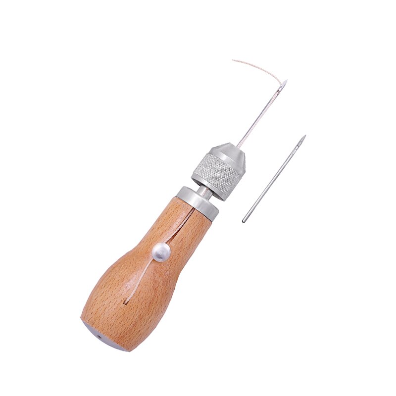 Imzay 1PCS Lock Stitch Sewing Awl Thread Kit DIY Wood Handle Sewing Awl Stitcher Crochet Line