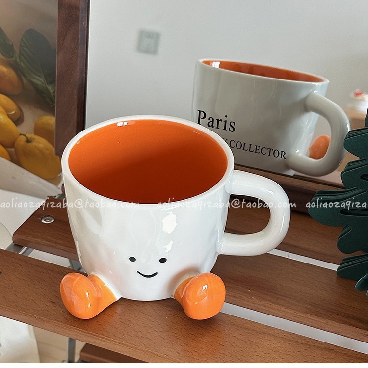 Taza de cerámica con forma de pie, taza de café Kawaii, taza de agua y bebida bonita de dibujos animados, taza de leche para desayuno para amigo, de Navidad, decoración del hogar