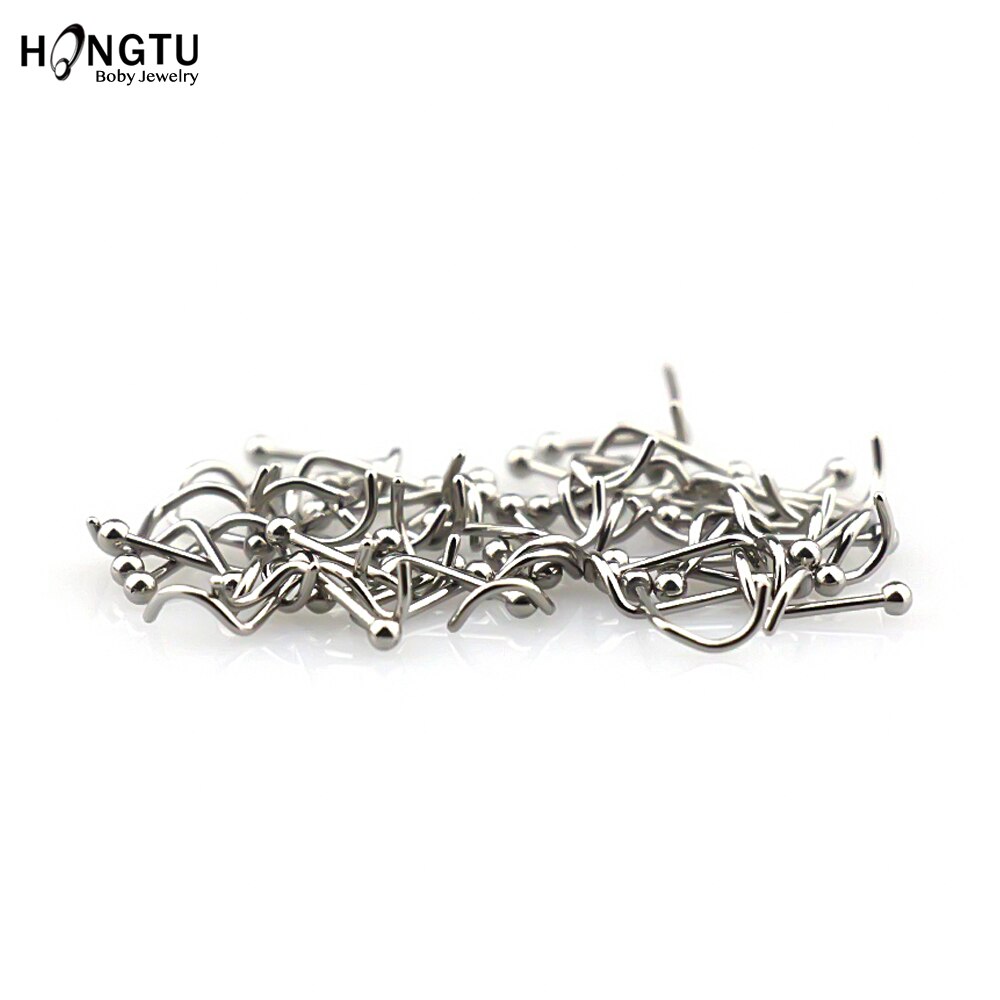 HONGTU 1PC G23 Titanium Nose Studs Nostril Piercings Zircon Nose Rings Screw Piercing Rings Women Body Piercing Jewelry 20G