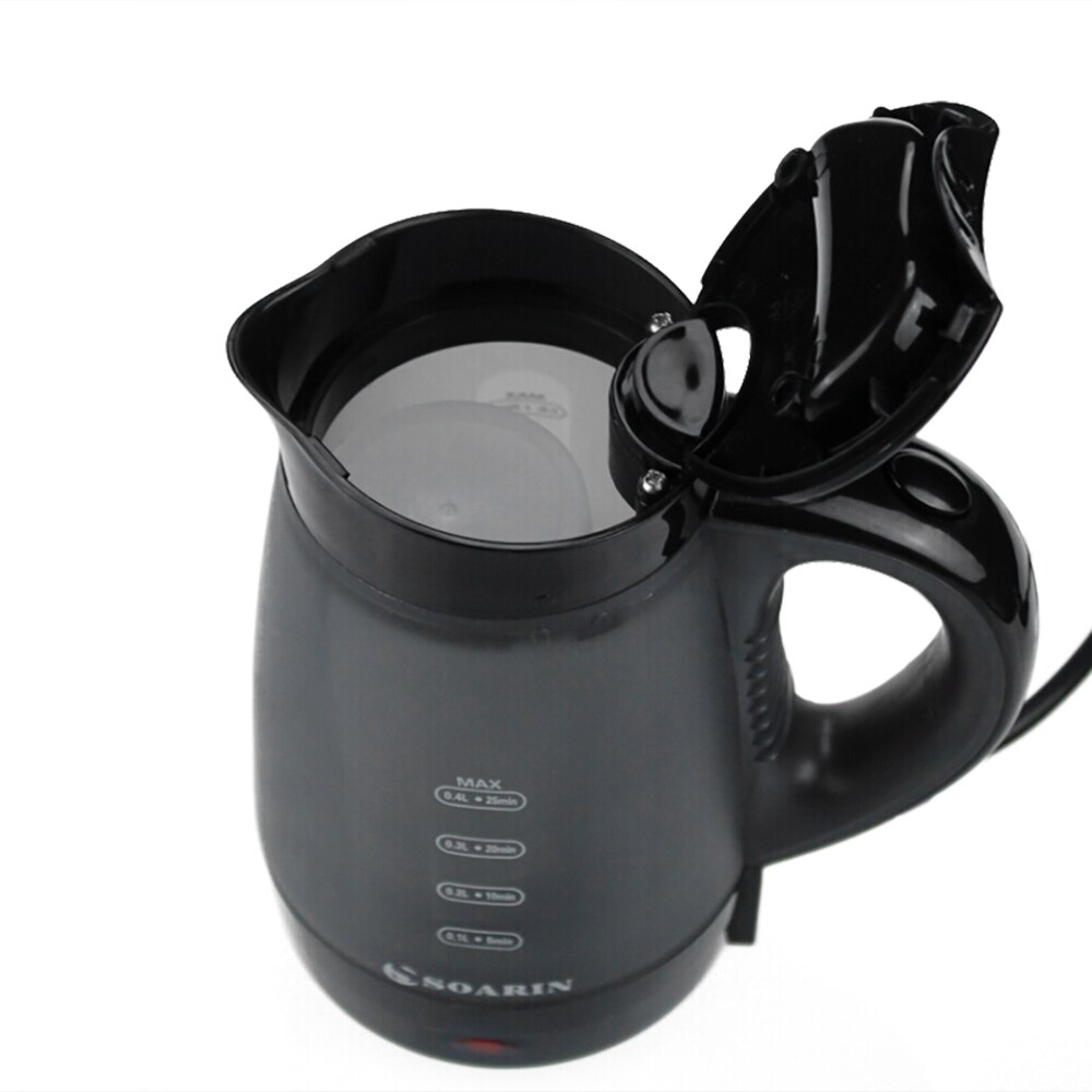 Mini tetera eléctrica de 0,4 l, tetera de plástico pp, portátil, de viaje, 600W, pequeña potencia, tetera eléctrica para dormitorio de estudiantes