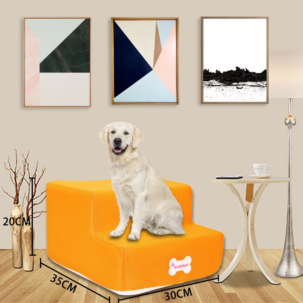 Pet Bed Stairs Pet Stairs Breathable Mesh Foldable Pet Stairs Detachable Dog Ramp 2 Steps Ladder for Small Dogs Puppy Cat Bed