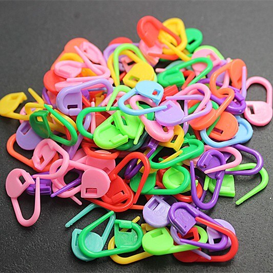 100 st blanda färger plastsömhållare 21*10mm, stickade virkade låssömmar för diy stickmarkör