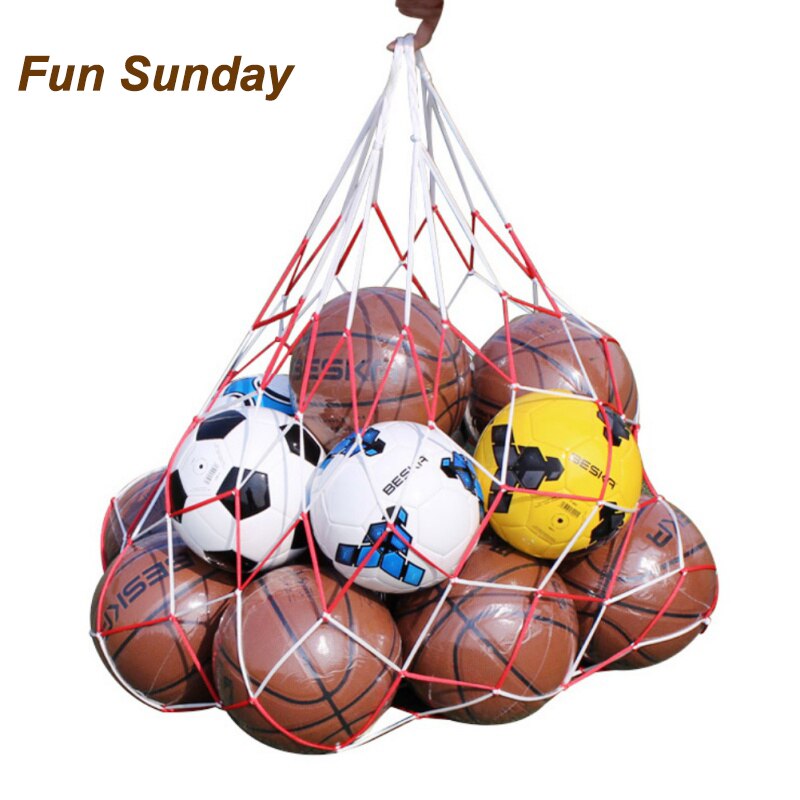 Red de fútbol para deportes al aire libre, bolsa de red de transporte de 10 bolas, bolsa de red portátil para balones de fútbol