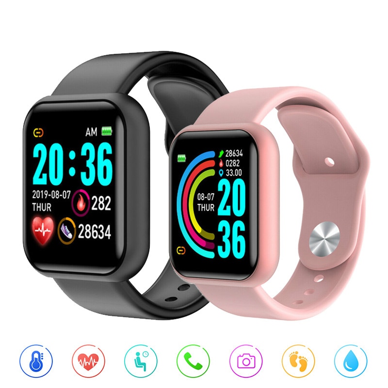 D20 Pro Y68 Smart Watch Bluetooth Fitness Tracker Sports Watch Heart Rate Monitor Blood Pressure Smart Bracelet for Android IOS