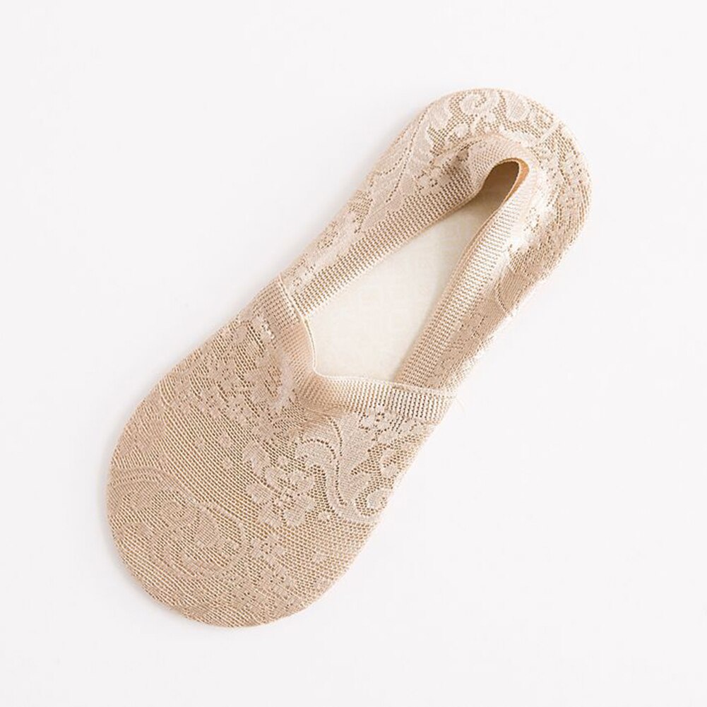 Invisible Boat Socks Womens Lace Non-Slip Invisible Low Cut Socks Toe Ankle Sock Dark Nude Nude Summer Lady Acc: dark nude