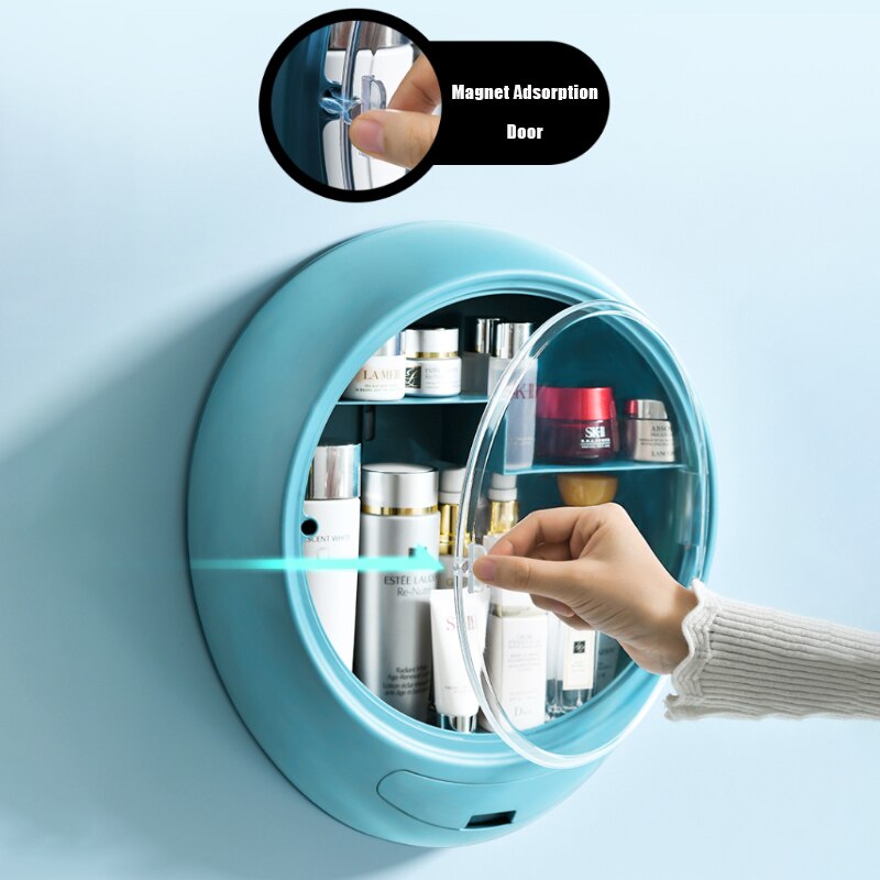 Bathroom Wall-mounted Jewelry Makeup Organizer Large Capacity Jewelry Cosmetic Storage Box Women Skin Care Beauty Rack
