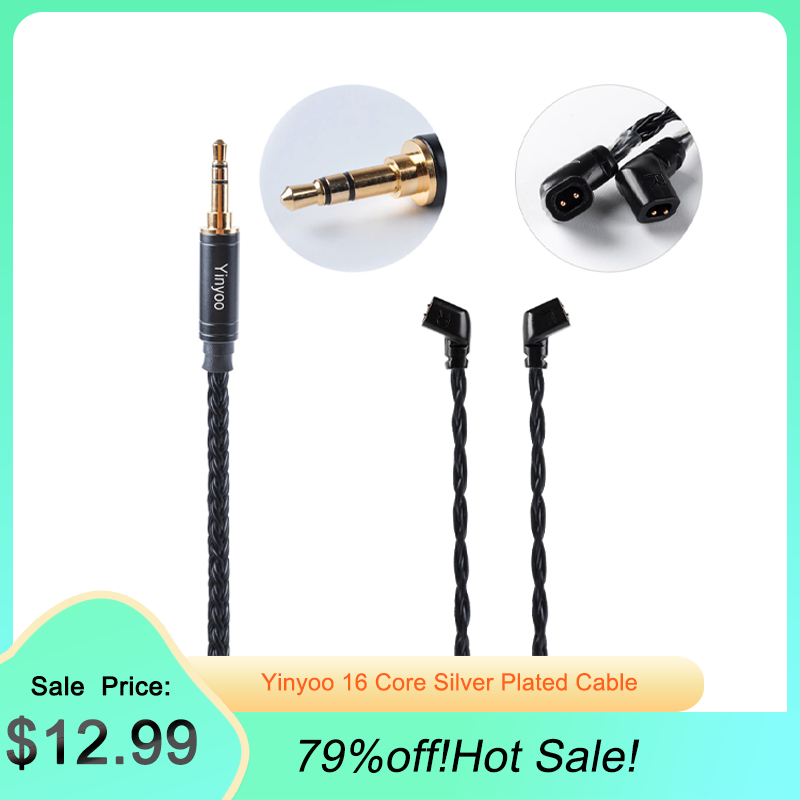 Yinyoo 16 rdzeń posrebrzany kabel 2.5/3.5/4.4mm kabel zbalansowany z MMCX/2PIN/QDC dla KZ ASX ZAX ZSX BLON BL-01 BL-03 CCA CA16