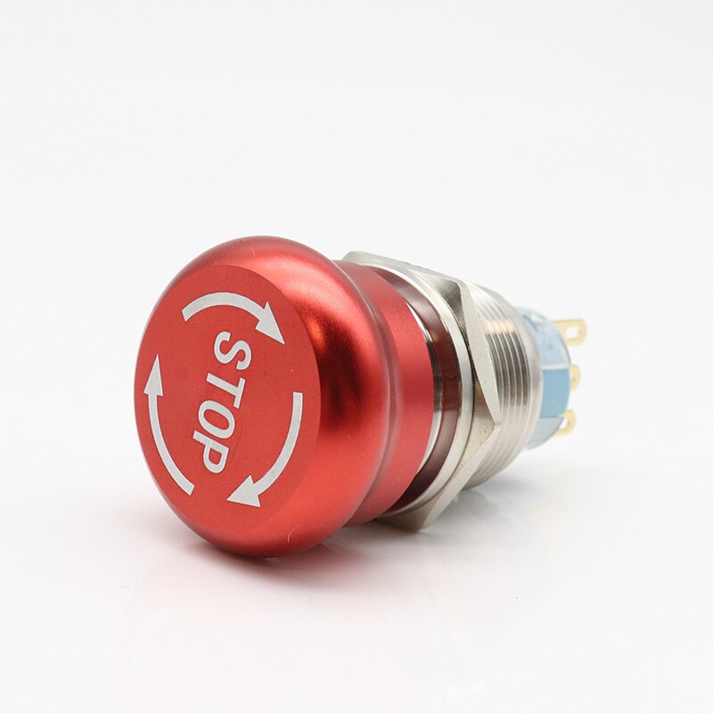 16/19/22mm stainless steel Emergency stop switch Push Button Switch latching 1NO1NC 2NO2NC Car button pin terminal 22JT: Blue / 22MM / 1NO1NC