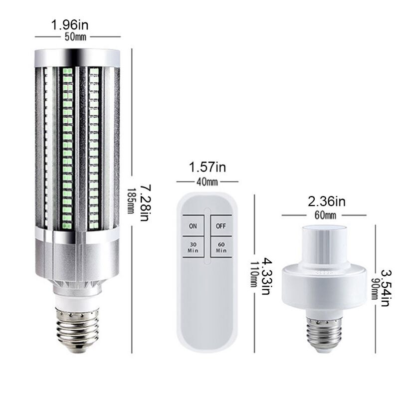 60W UVC Germicidal Light Ozone UV Ultraviolet Sterilizing Corn Bulb Lamp E26/E27 M2EE