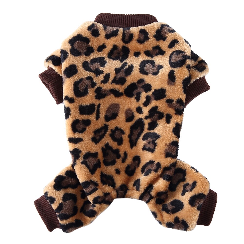 Pomeranian Clothing Dog Pajamas Winter Dog Clothes Print Warm Jumpsuits Coat for Small Dogs Puppy Dog Cat Chihuahua: Leopard print / XL