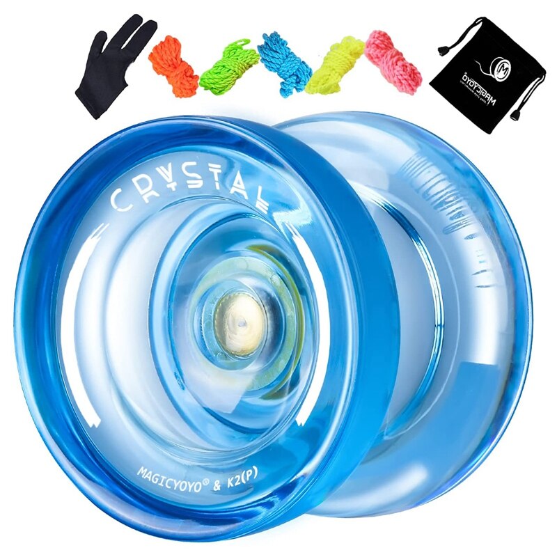 Magicyoyo K2 Crystal Responsieve Plastic Fingerspin Yoyos Voor Kinderen Beginners Jojo Met 2 Yoyo Handschoenen, 2 Yoyo Tassen, 10 Strings