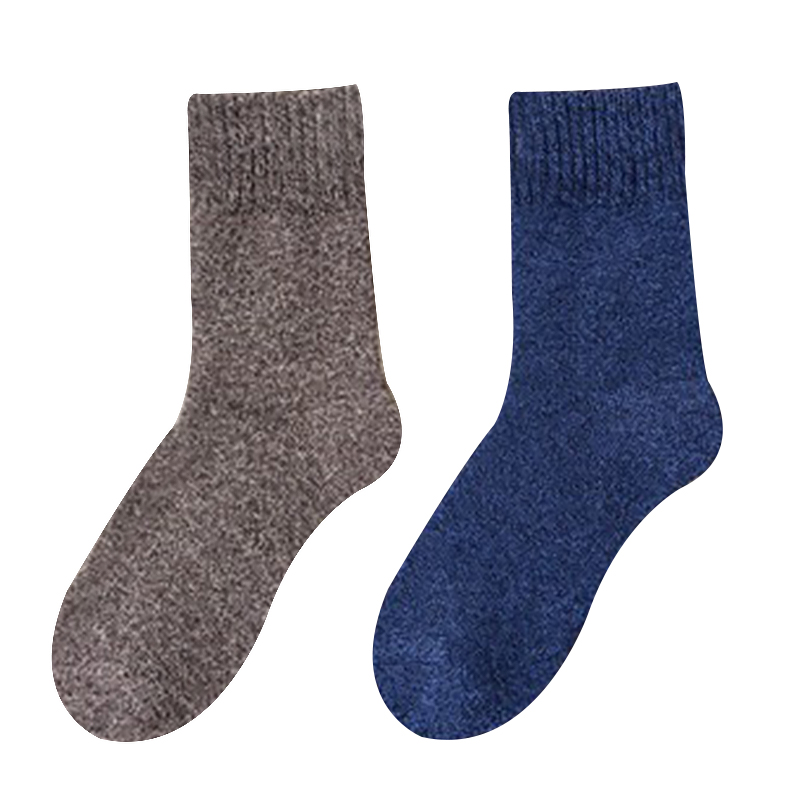 1/2 Pairs Winter Super Thermosocks Thicker Men Socks Harajuku Style Cold Protection Anti-frostbite Snow Outdoor Warm Size39-45: 2 pairs Brown Blue