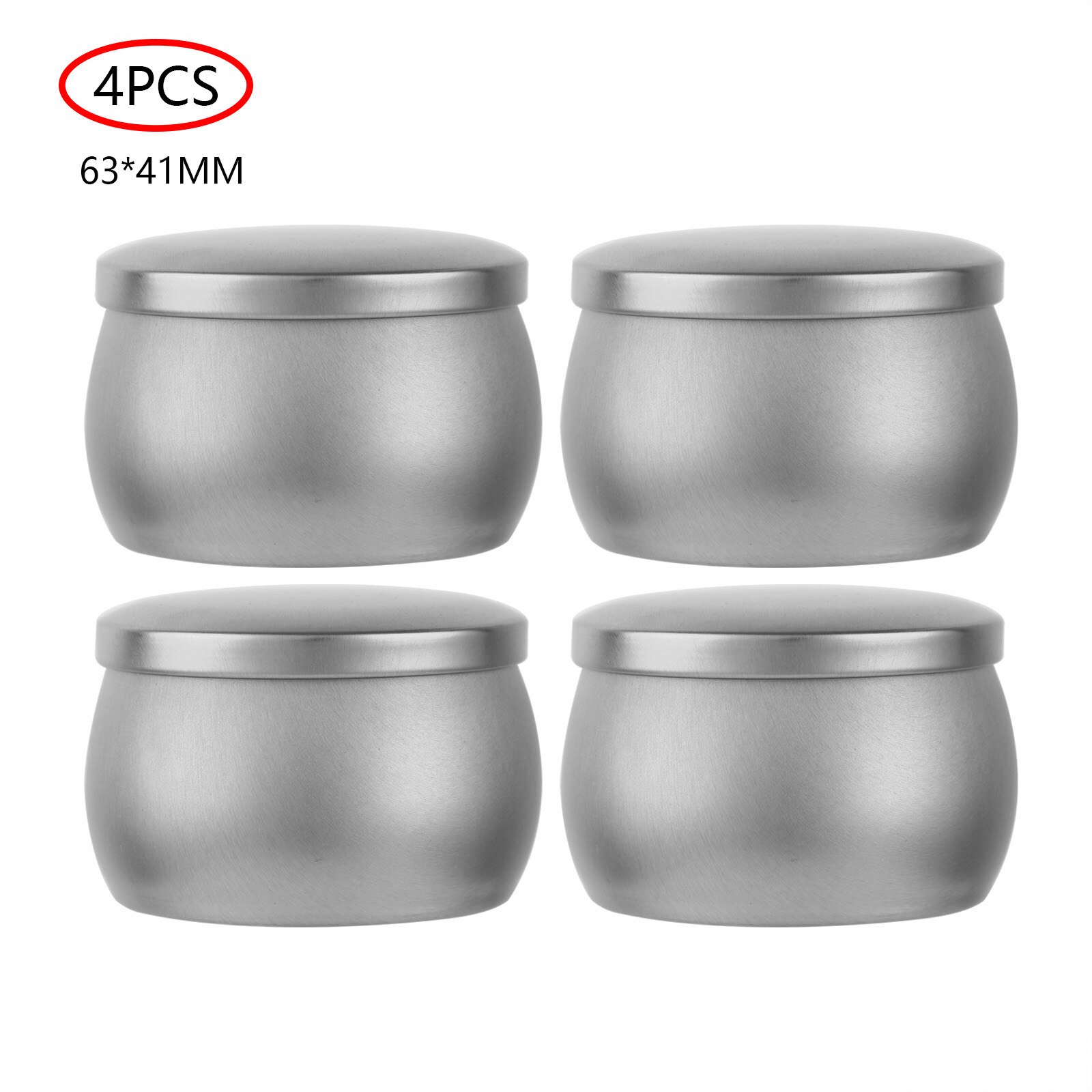Jarra de tambor de hojalata de Color sólido, contenedor de té, latas de vela con tapas para fabricación de velas, tarro de almacenamiento de alimentos, 4 Uds.: Silver 6.3x4.1 cm