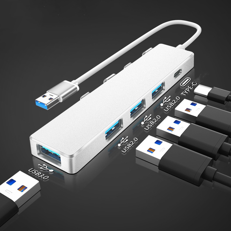 USB3.0 Hub 4-Port Portable Plug-And-Play 5Gbps Data Hub, Suitable for Windows/Mac/Linux Operating System
