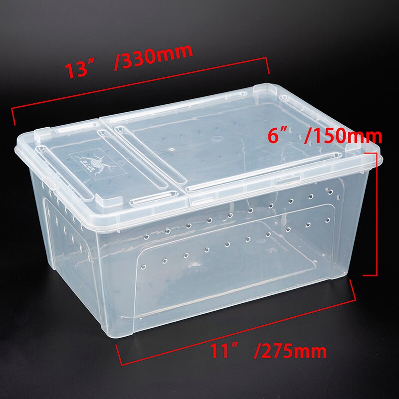 Large Reptiles Feeding Box Plastic Container Insect Pet Terrarium Transport Breeding Live Food Case with Bowl Reptile Supplies: L