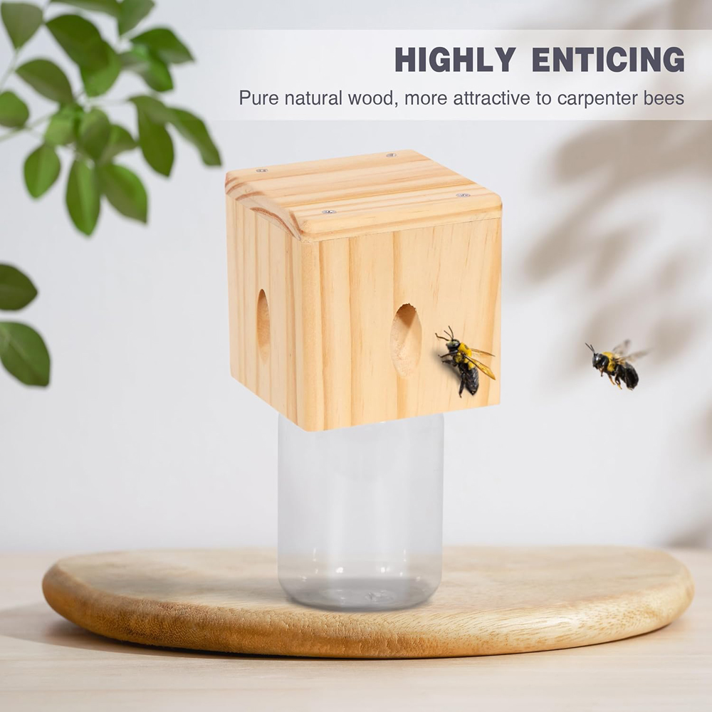 Piège à abeilles de charpentier pour l'extérieur, 1 pièce, piège à abeilles de charpentier suspendu naturel de Style Pentroof, pièges à insectes avec coffre-fort amovible