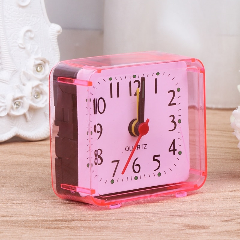 Mini Square Quartz Beep Alarm Clock Plastic Desk Table Travel Trip Portable White/Green/Blue/Pink