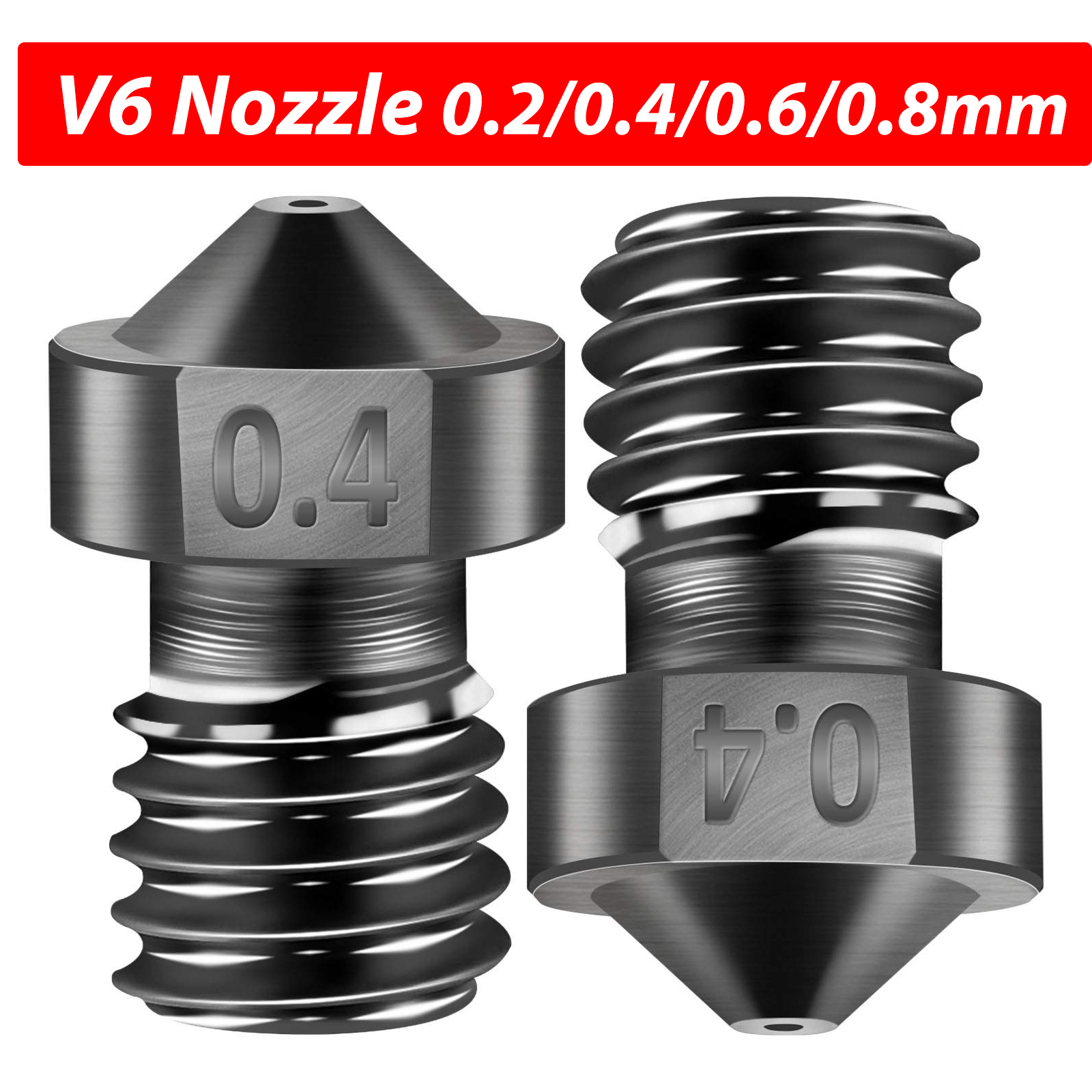 Buse E3D V6 en acier trempé pour imprimante 3D, pièces 0.2, 0.4, 0.6, 0.8, pour Ender 3 Hotend Titan Extruder Prusa I3 MK3